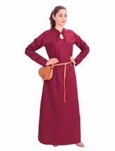 LARA Medieval Cotton Burgundy Dress | Authentic Medieval Attire
